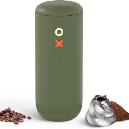 Compact Electric Conical Burr Grinder, 20 Settings, Olive Green