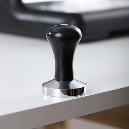 Black 51mm Tamper with Stainless Steel and Wooden Handle